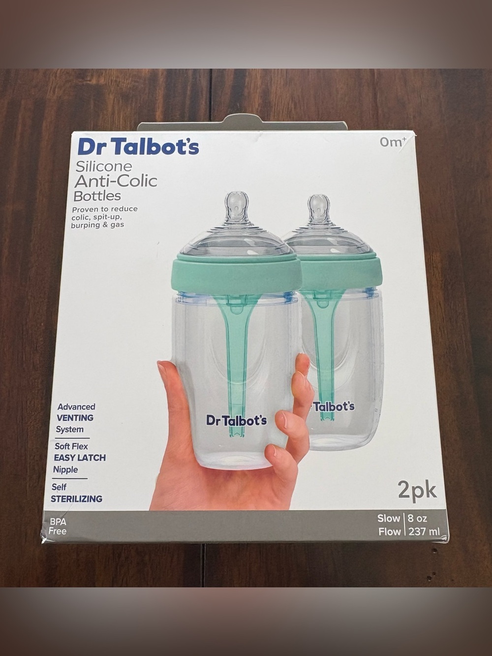 Silicone Anti-Colic Baby Bottles - Mint, 2 Pack